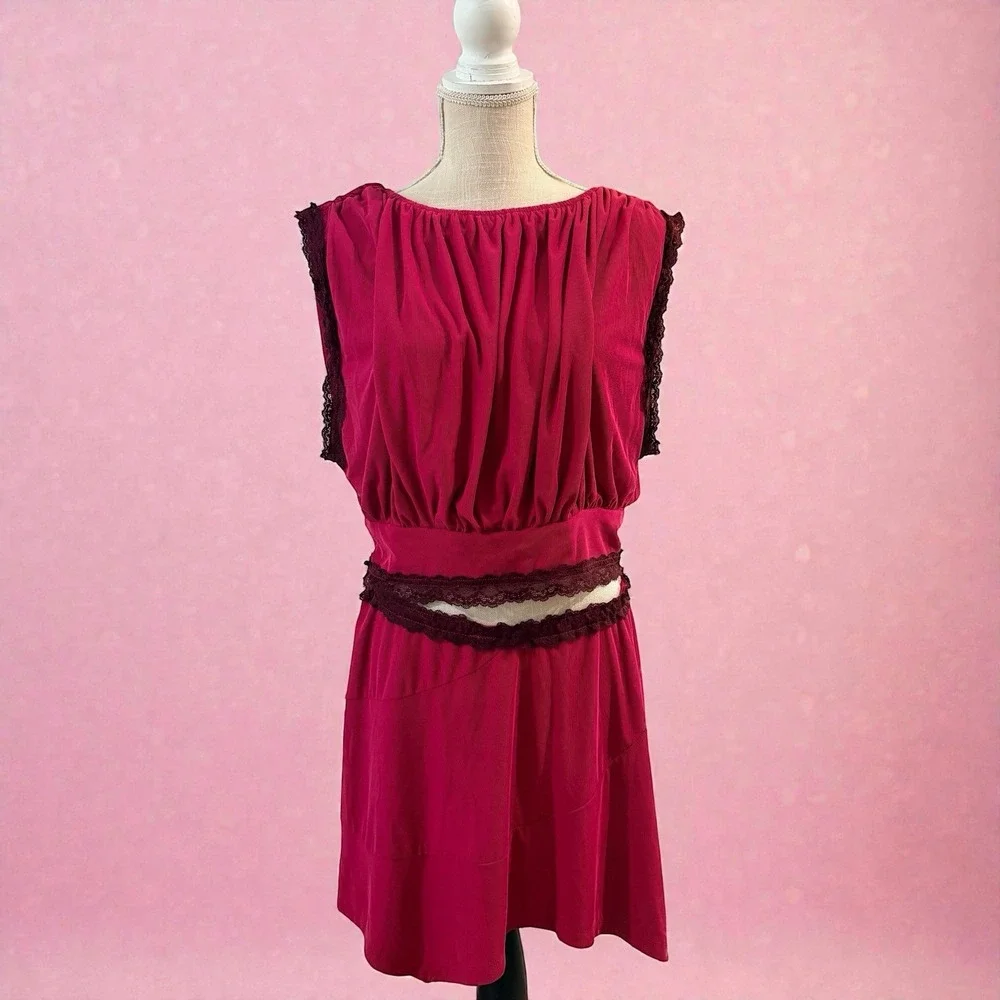Free People 2 Piece Set Pink Crop Top & Skirt Outfit Boho Size‎ M NWT